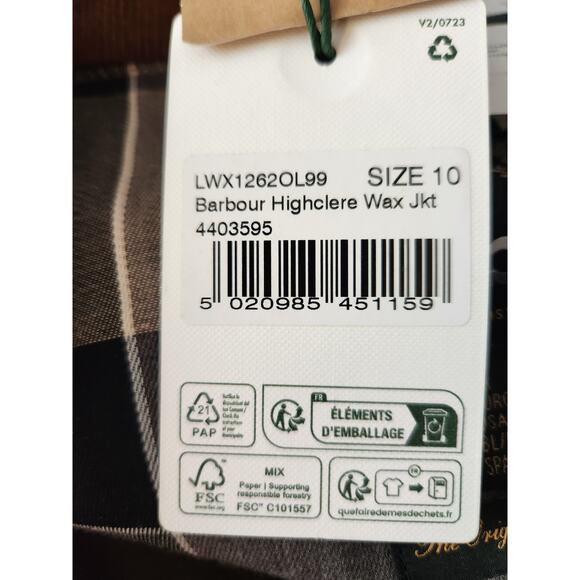 NWT Barbour® Gunnerside Highclere Wax Jacket Hooded Coat Olive 6 - Picture 9 of 11